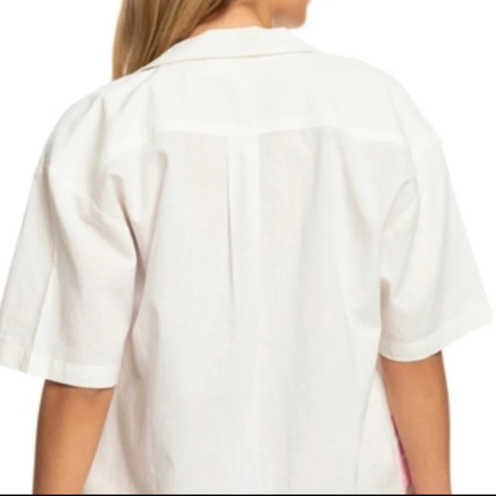 ROXY | Surf.Kind.Kate White Linen Short Sleeve Shirt - Picture 3 of 7